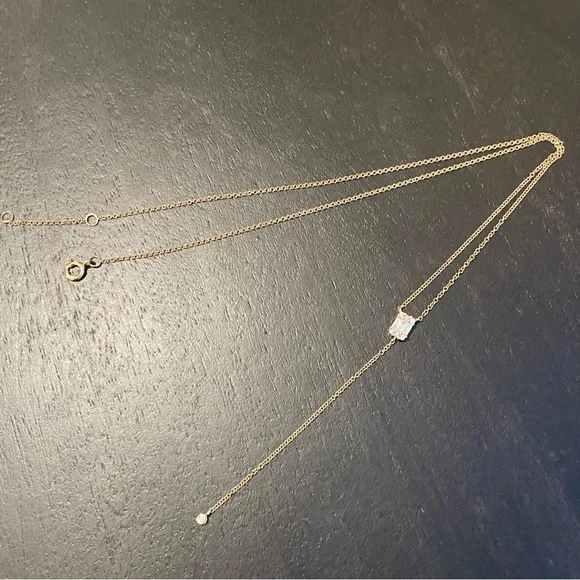 ⭐️14K Rose Gold⭐️Diamond Lariat Necklace - Picture 8 of 12